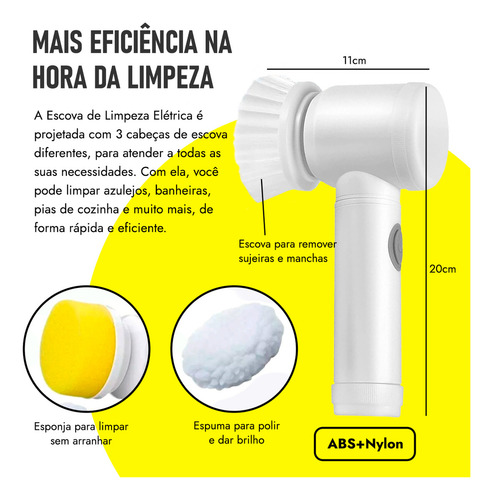 Escova De Limpeza Elétrica Multifuncional Giratória 5 Em 1