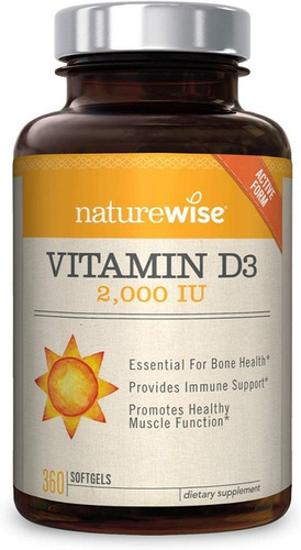 Vitamina D3 Orgánico Premium 2000iu 360 Caps Eg Dd84 Sabor Sin Sabor