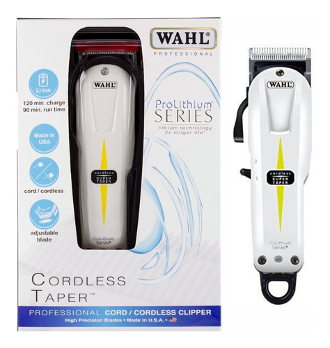 Máquina De Cortar Pelo Inalámbrica Super Taper Cordless Wahl Color Blanco