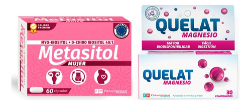 Combo Metasitol 60 Caps + Quelat Magnesio 30 Comprimidos Sabor Sin Sabor