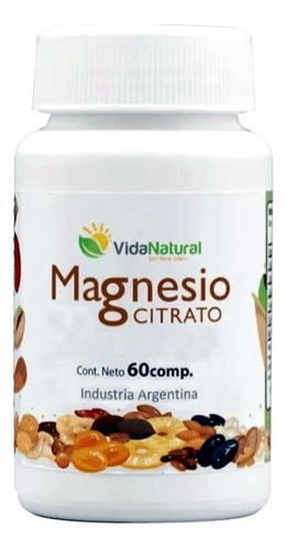 Citrato De Magnesio Natural X 60 Comprim. Marca Vida Natural