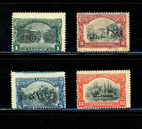 Sellos Postales Chile. Serie Centen. Independencia Nacional.