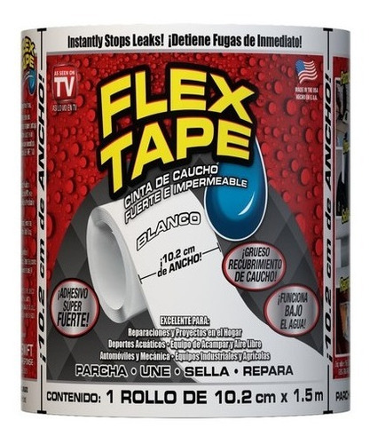Cinta Impermeable Flex Tape Rollo De 1.5 Metros Blanco #va