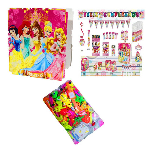 Kit Decoración Piñata Relleno Figura Fiesta Princesas X24