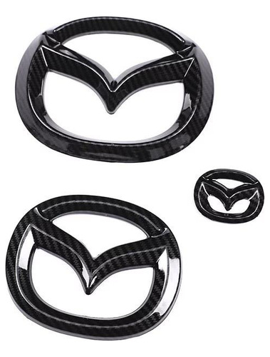 Kit 3 Emblemas Fibra Carbono Mazda 3 2019 2020 2021 22 2023