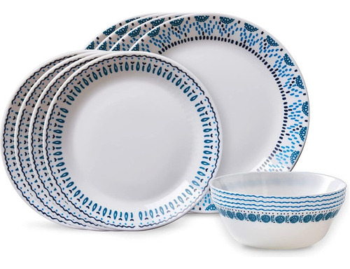 Corelle Everyday Expressions Azure Medallion Juego De Vajil