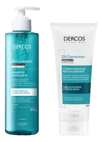 Kit Dercos Oil-correction Purificante Shampoo+condicionador