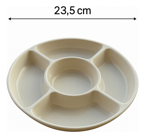 Yab - Petisqueira 5 Divisórias Redonda Petiscos Fondue Frios Salgadinho Porta Molho 23,5cm