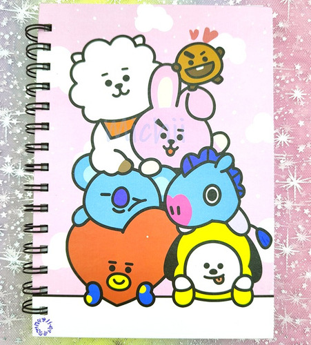 Kit Kawaii Bts Bt21 , 1 Libreta + 6 Plumas Gel + 1 Folder :)