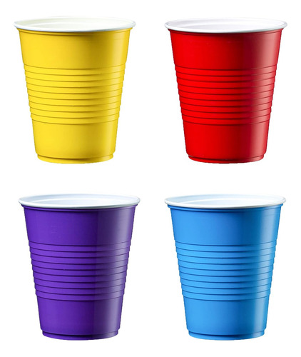 Vasos De Plástico Desechables 12 Oz Varios Colores 40 Ud