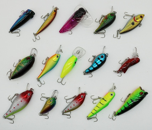 Kit 15 Señuelos Variados Pesca Ideal Tarariras Dorado 