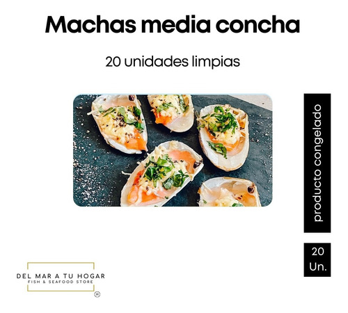 Imagen 1 de 4 de Machas Media Concha 20 Unidades (marisco)