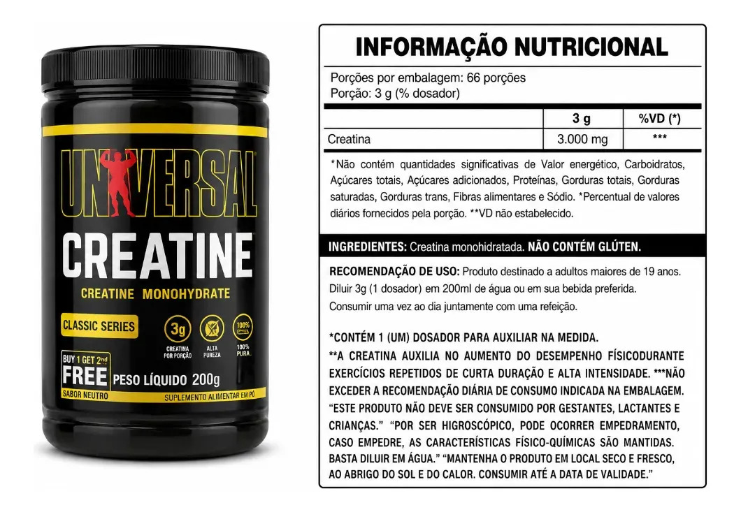 Creatina Universal 200Gr Creatina Pó Universal
