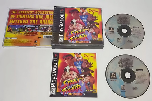 Street Fighter Collection Playstation Case Duplo Midia Prata