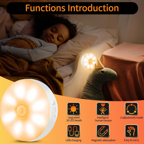 (6 Piezas) Luz Led Con Sensor De Movimiento For Interiores,