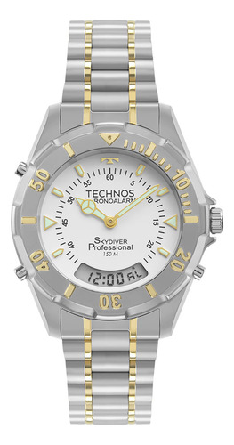 Relógio Masculino Technos Skydiver Bicolor Caixa Pequena Anadigi T20557S/9B