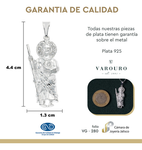 San Judas Tadeo Dije Y Cadena Figaro 60cm Plata Ley 925