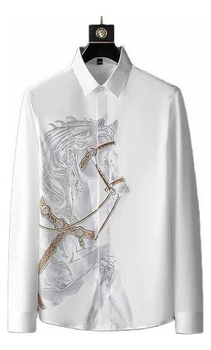 Camisa De Lujo De Caballo Diamante De Imitación Manga Larga.