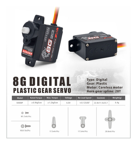 Rc Impermeável High Torque Coreless Servo Digital Fit 8g