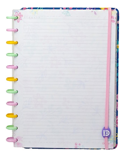 Caderno Inteligente 80fls Flores G Diskô Cor Azul