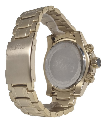 Relógio Ewc Masculino Dourado Cronógrafo Big Case Emt14001p