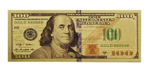 Imagen 2 de 7 de Robmar-usa Billete U$s 100 Plástico Bañado Oro 24 K.-oferta