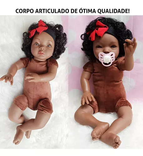 Boneca Reborn Negra Pronta Entrega Corpo Em Silicone Macio