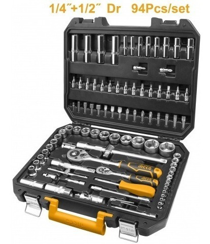Imagen 3 de 4 de Juego De Dados M1/4 M1/2 94pzs Mm Ingco Hkts42941