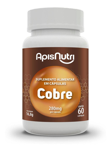 Suplemento De Cobre 60 Caps 280 Mg - Apisnutri