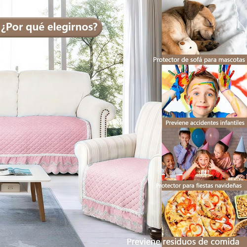 Juego De 3 Piezas De Fundas Protectoras Para Sofá De Sala Rosa
