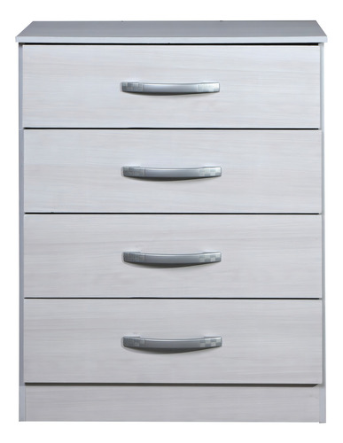 Mesa De Luz Chifonier Cajonera 4 Cajones De Melamina Color Blanco Alpino