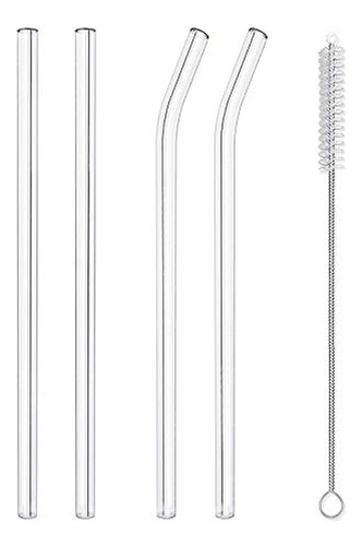 Hiware Juego De Pajillas De Vidrio Reutilizables 4 Pajitas