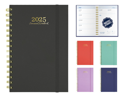 Agenda Semanal 2025 Notebook Portada Negro