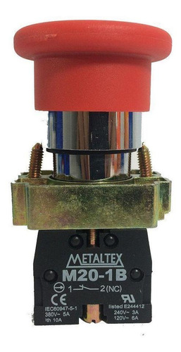 Botão Metálico Cogumelo 1nf - Metaltex Cor Vermelho