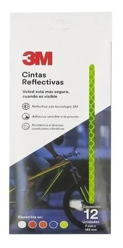 Cinta  Tiras Reflectiva 3m Moto Bici X 12 Unid Amarilla