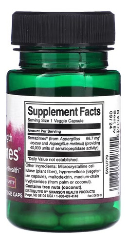 Swanson Double Strength Serrazimes 66.7 Mg 60 Veg Caps Sfn