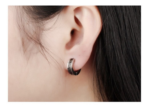 Imagen 5 de 5 de Aretes Grecas De Acero - 1201