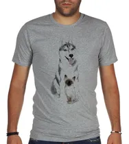 Comprar Remera De Hombre Husky Siberiano Con Un Gatito