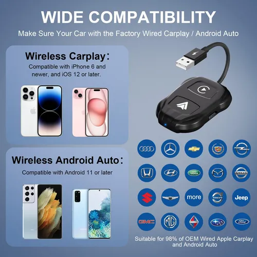 Adaptador Inalámbrico Car Play, Convertidor De Coche Android
