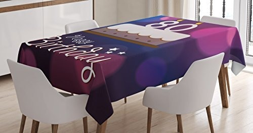 Ambesonne 80th Birthday Tablecloth, Abstract Style 333gn