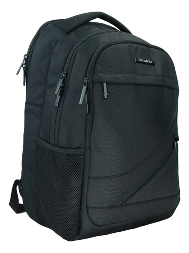 Mochila Samsonite Bollin Ejecutiva Negra Grande 43l Para Laptop 15.6 Urbana Premium Con Stackit Y Bolsillos Laterales Viajes Oficina Negro Liso
