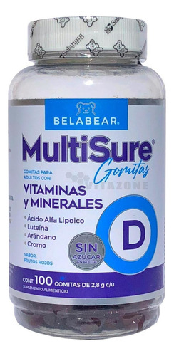 Multivitaminico Multisure Sin Azúcar 100 Gomitas Belabear.