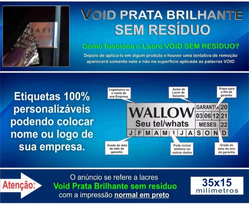 Lacres Void Prata Sem Resíduo 35x15mm 1000 Unidades