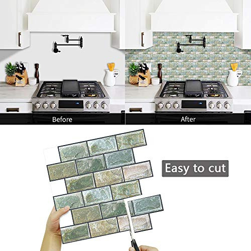 10 Hojas De Azulejos Adhesivos Salpicadero De Cocina, A...