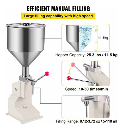 Máquina De Llenado De Líquidos Manual De 10 A 110 Ml,