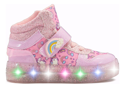 Pequenos Pasos Niña Luces Tenis Unicornio Rosa Velcro 15-21