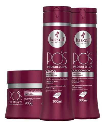  Kit Haskell Pós Progressiva Shampoo Condicionador Máscara P