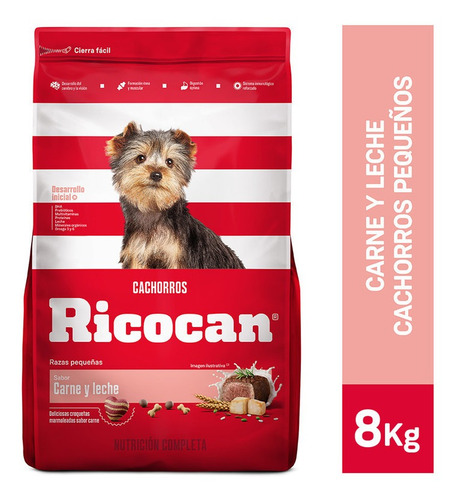 Ricocan Carne Y Leche Cachorros Razas Pequeñas 8 Kg