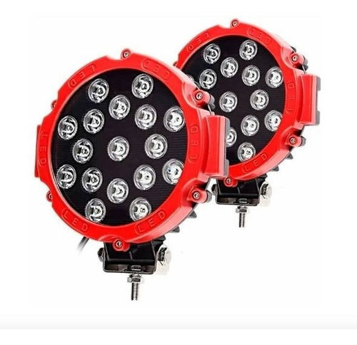 Kit 2 Faros Led Rojo Redondo 7 Pulgadas Jeep Moto Luz Blanca