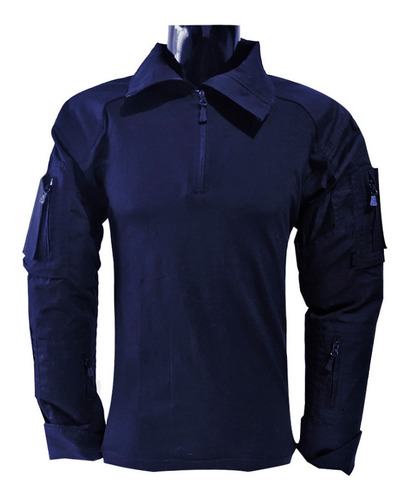 Imagen 2 de 2 de Playera Polo Camisa Tactica De Combate Manga Larga Parches